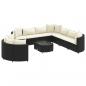 Preview: 10-tlg. Garten-Sofagarnitur mit Kissen Schwarz Poly Rattan