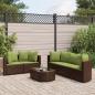 Preview: ARDEBO.de - 6-tlg. Garten-Sofagarnitur mit Kissen Braun Poly Rattan