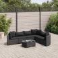 Preview: ARDEBO.de - 7-tlg. Garten-Sofagarnitur mit Kissen Schwarz Poly Rattan