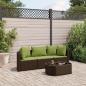 Preview: ARDEBO.de - 4-tlg. Garten-Sofagarnitur mit Kissen Braun Poly Rattan