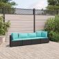 Preview: ARDEBO.de - 4-tlg. Garten-Sofagarnitur mit Kissen Schwarz Poly Rattan