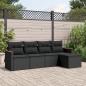 Preview: ARDEBO.de - 5-tlg. Garten-Sofagarnitur mit Kissen Schwarz Poly Rattan