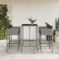 Preview: ARDEBO.de - 5-tlg. Gartenbar-Set mit Kissen Grau Poly Rattan