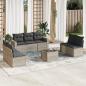 Preview: ARDEBO.de - 8-tlg. Garten-Sofagarnitur mit Kissen Hellgrau Poly Rattan