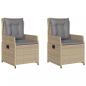 Preview: Gartensessel 2 Stk. Verstellbar Beige Poly Rattan