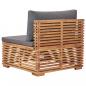 Preview: Garten-Mittelsofa mit Grauer Auflage Massivholz Teak