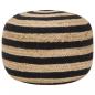 Preview: ARDEBO.de - Handgefertigter Sitzpuff Schwarz 45 x 30 cm Jute