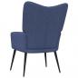 Preview: Relaxsessel mit Hocker Blau Stoff