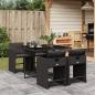 Preview: ARDEBO.de - 5-tlg. Garten-Essgruppe mit Kissen Schwarz Poly Rattan