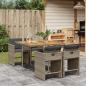 Preview: ARDEBO.de - 5-tlg. Garten-Essgruppe mit Kissen Grau Poly Rattan