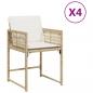 Preview: Gartenstühle mit Kissen 4 Stk. Beige Poly Rattan