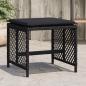 Preview: ARDEBO.de - Gartenhocker mit Kissen 4 Stk. Schwarz 41x41x36 cm Poly Rattan