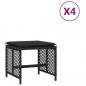 Preview: Gartenhocker mit Kissen 4 Stk. Schwarz 41x41x36 cm Poly Rattan