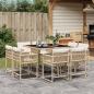 Preview: ARDEBO.de - 9-tlg. Garten-Essgruppe mit Kissen Beige Poly Rattan