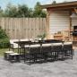 Preview: ARDEBO.de - 13-tlg. Garten-Essgruppe mit Kissen Schwarz Poly Rattan