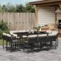 Preview: ARDEBO.de - 11-tlg. Garten-Essgruppe mit Kissen Schwarz Poly Rattan