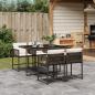 Preview: ARDEBO.de - 5-tlg. Garten-Essgruppe mit Kissen Braun Poly Rattan