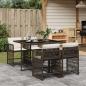 Preview: ARDEBO.de - 5-tlg. Garten-Essgruppe mit Kissen Braun Poly Rattan