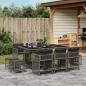 Preview: ARDEBO.de - 11-tlg. Garten-Essgruppe mit Kissen Grau Poly Rattan