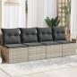 Preview: ARDEBO.de - Gartensofa mit Kissen 4-Sitzer Hellgrau Poly Rattan