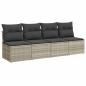 Preview: Gartensofa mit Kissen 4-Sitzer Hellgrau Poly Rattan