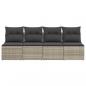 Preview: Gartensofa mit Kissen 4-Sitzer Hellgrau Poly Rattan