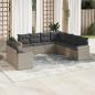 Preview: ARDEBO.de - 9-tlg. Garten-Sofagarnitur mit Kissen Hellgrau Poly Rattan