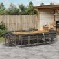 Preview: ARDEBO.de - 15-tlg. Garten-Essgruppe mit Kissen Grau Poly Rattan