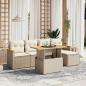 Preview: ARDEBO.de - 6-tlg. Garten-Sofagarnitur mit Kissen Beige Poly Rattan