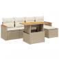 Preview: 6-tlg. Garten-Sofagarnitur mit Kissen Beige Poly Rattan