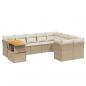 Preview: 10-tlg. Garten-Sofagarnitur mit Kissen Beige Poly Rattan