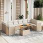 Preview: ARDEBO.de - 11-tlg. Garten-Sofagarnitur mit Kissen Beige Poly Rattan