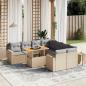 Preview: ARDEBO.de - 9-tlg. Garten-Sofagarnitur mit Kissen Beige Poly Rattan