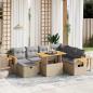 Preview: ARDEBO.de - 8-tlg. Garten-Sofagarnitur mit Kissen Beige Poly Rattan