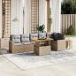 Preview: ARDEBO.de - 7-tlg. Garten-Sofagarnitur mit Kissen Beige Poly Rattan