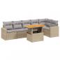 Preview: 7-tlg. Garten-Sofagarnitur mit Kissen Beige Poly Rattan