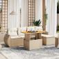 Preview: ARDEBO.de - 6-tlg. Garten-Sofagarnitur mit Kissen Beige Poly Rattan