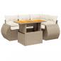 Preview: 5-tlg. Garten-Sofagarnitur mit Kissen Beige Poly Rattan