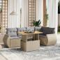 Preview: ARDEBO.de - 6-tlg. Garten-Sofagarnitur mit Kissen Beige Poly Rattan