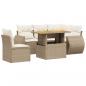 Preview: 6-tlg. Garten-Sofagarnitur mit Kissen Beige Poly Rattan