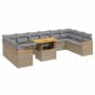 Preview: 11-tlg. Garten-Sofagarnitur mit Kissen Beige Poly Rattan