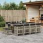 Preview: ARDEBO.de - 13-tlg. Garten-Essgruppe mit Kissen Hellgrau Poly Rattan