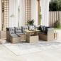 Preview: ARDEBO.de - 9-tlg. Garten-Sofagarnitur mit Kissen Beige Poly Rattan