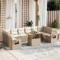 Preview: ARDEBO.de - 11-tlg. Garten-Sofagarnitur mit Kissen Beige Poly Rattan