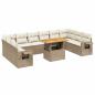 Preview: 11-tlg. Garten-Sofagarnitur mit Kissen Beige Poly Rattan