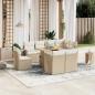 Preview: ARDEBO.de - 9-tlg. Garten-Sofagarnitur mit Kissen Beige Poly Rattan