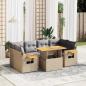 Preview: ARDEBO.de - 7-tlg. Garten-Sofagarnitur mit Kissen Beige Poly Rattan