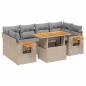 Preview: 7-tlg. Garten-Sofagarnitur mit Kissen Beige Poly Rattan