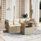 Preview: ARDEBO.de - 5-tlg. Garten-Sofagarnitur mit Kissen Beige Poly Rattan