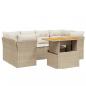 Preview: 7-tlg. Garten-Sofagarnitur mit Kissen Beige Poly Rattan